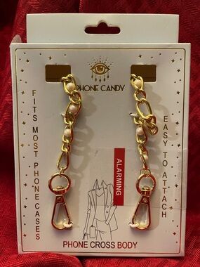 eye candy Gold and Pearlescent Chain Phone Cross Body Strap